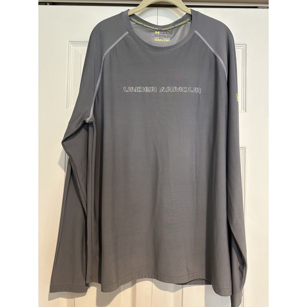 Under Armour HeatGear Catalyst Long Sleeve Shirt Grey 2XL Active Workout Gym